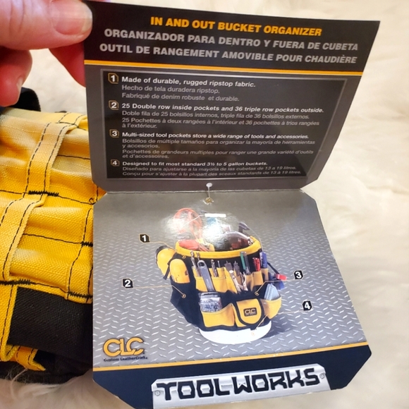 CLC (Custom LeatherCraft) 61 Pocket In-and-Out Bucket Organizer - black & gold - Picture 10 of 11